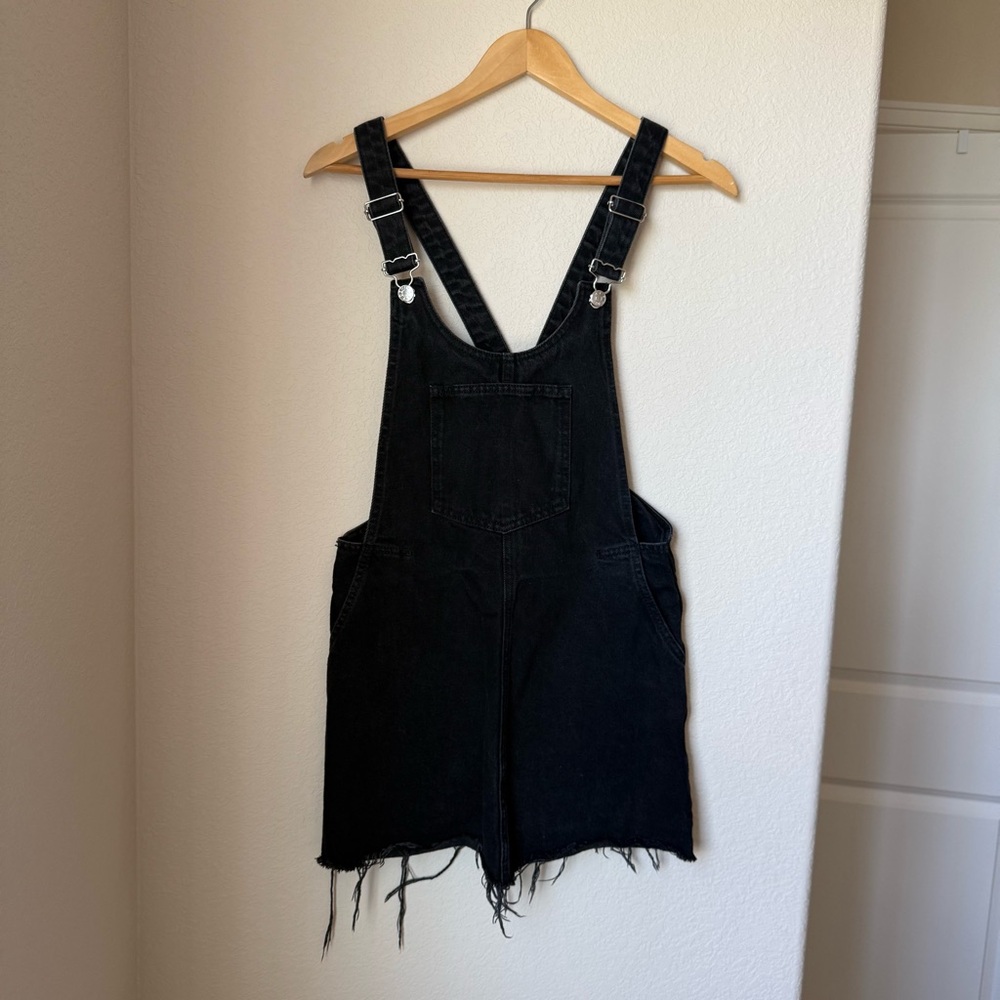 Zara Black Denim Overall Mini Dress – Size Small